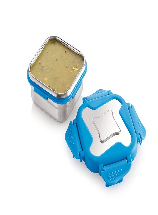 STEELLOCK Smart Stainless Steel Tiffin Lunch Box for Kids and Adults | Airtight & Leakproof | Square Tiffin Box for School & Office with Steel Lid | Blue 250 ml 2 pc - Image 3